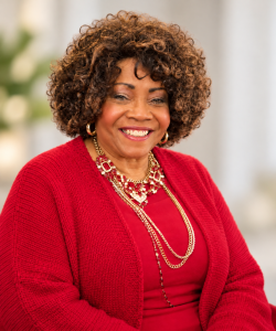 Joyful Portrait in Red and Gold